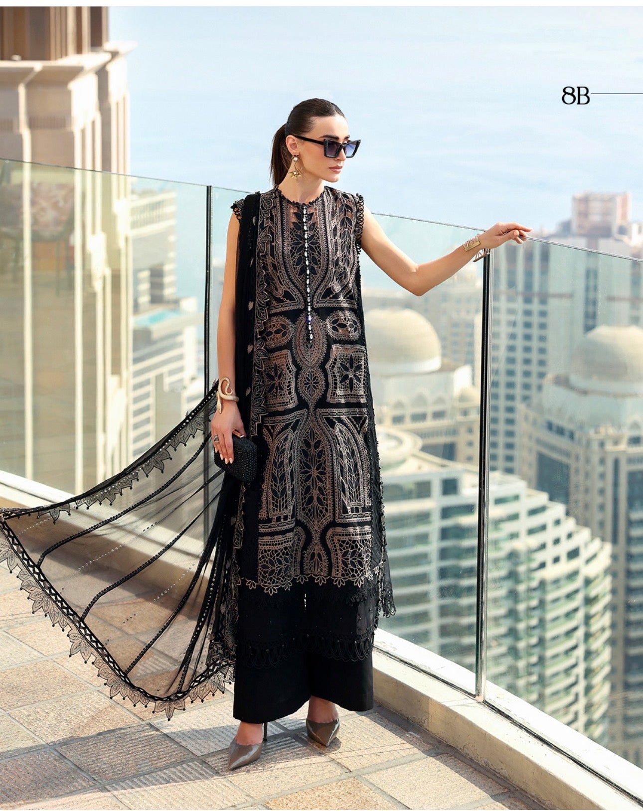 Midnight Elegance- 3 piece Luxury Embroidered Lawn Suit