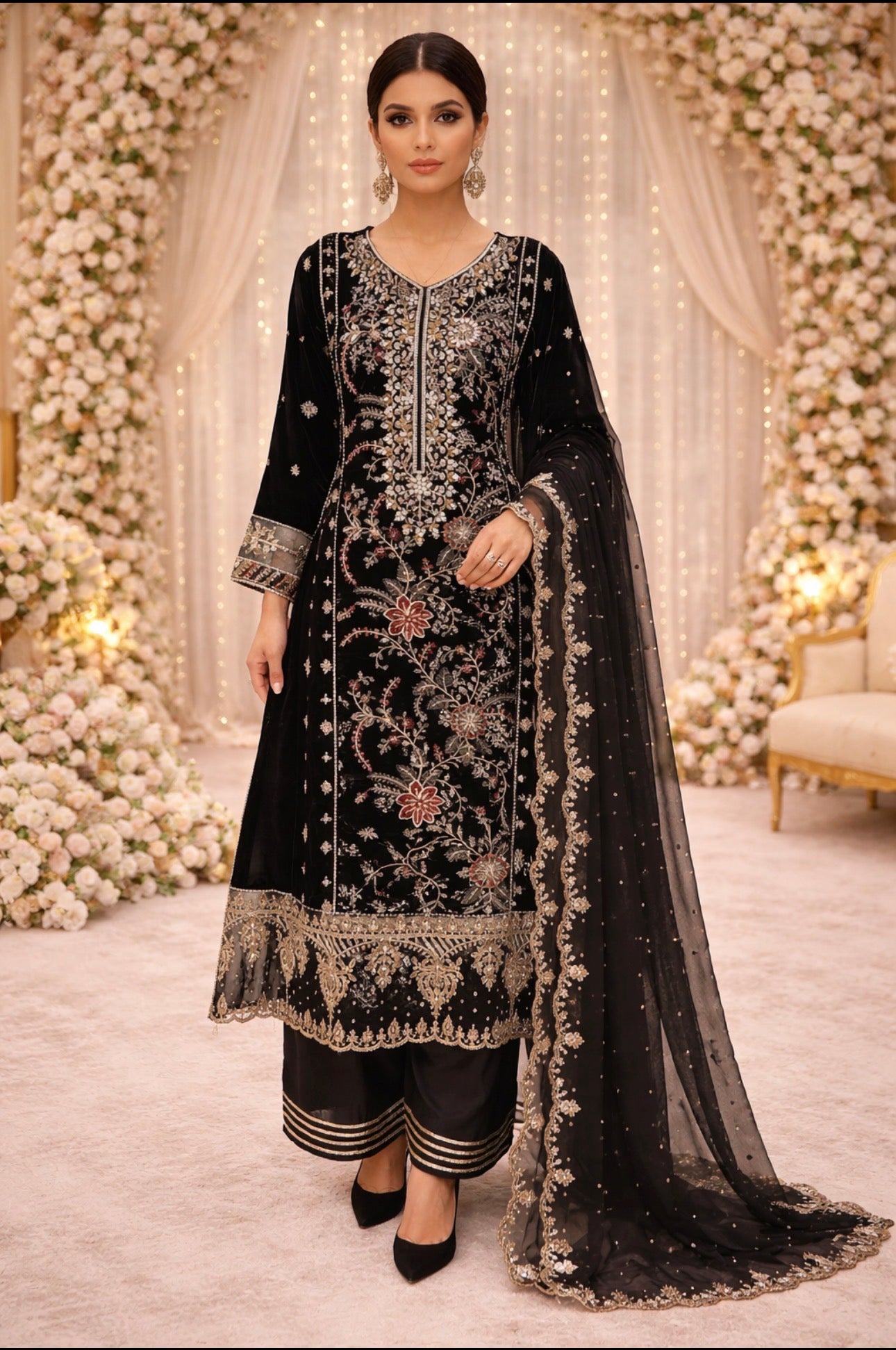 MAHRUKH- 3 pieces Heavy Embroidered velvet Suit