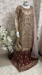 AMAIRA-3 pieces heavy Embroidered Masoori Gharara Suit
