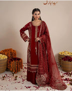 CHAAND RAAT- 3 piece Embroidered Raw Silk suit