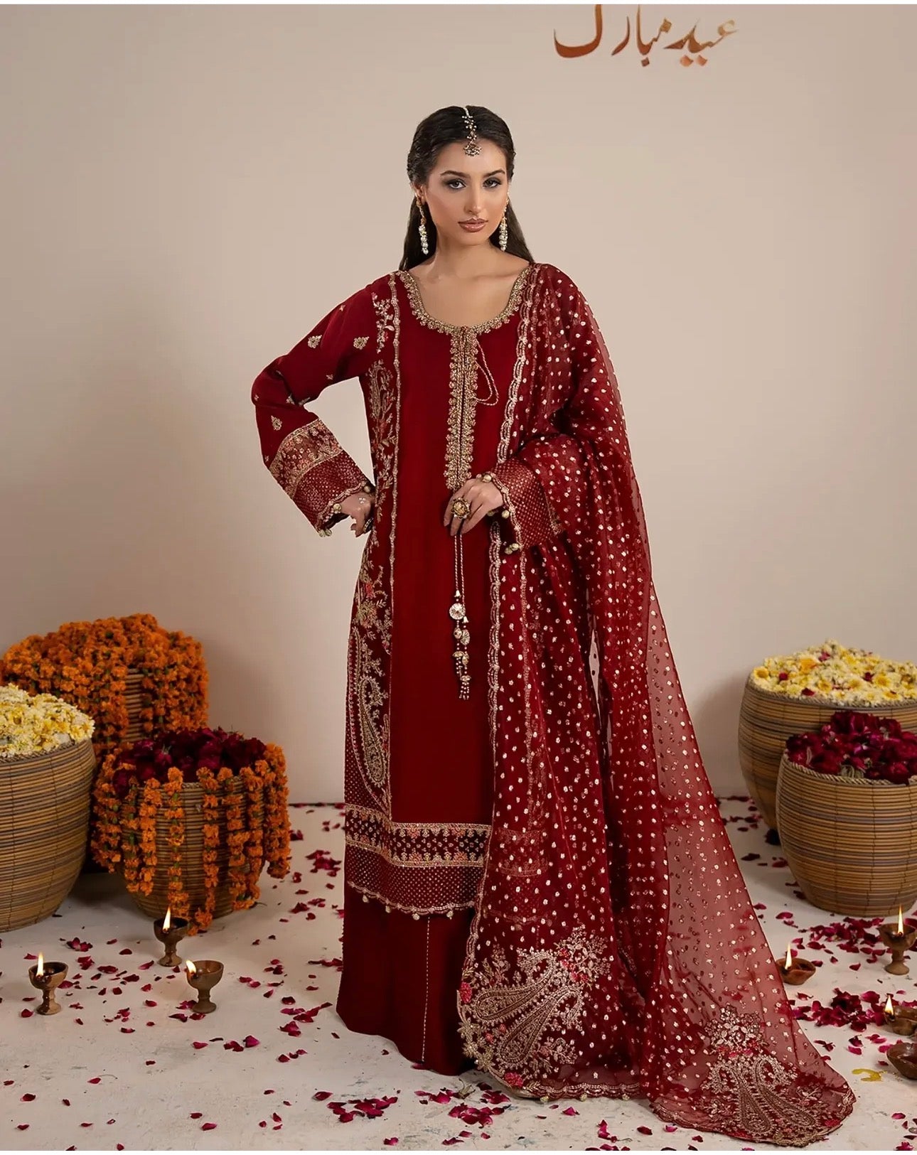 CHAAND RAAT- 3 piece Embroidered Raw Silk suit