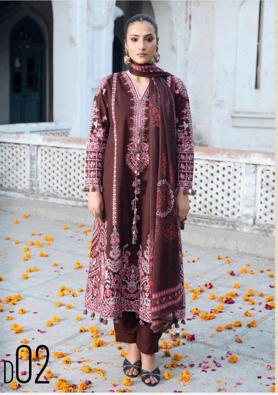 HUSN-E-EID 3 piece heavy Embroidered viscose Suit