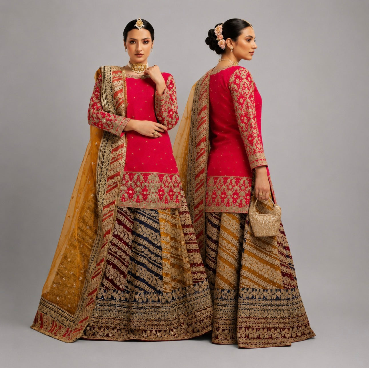 MEHNDI KI RAAT- 3 piece Embroidered Bridal Mayon/Mehndi Lehenga Dress