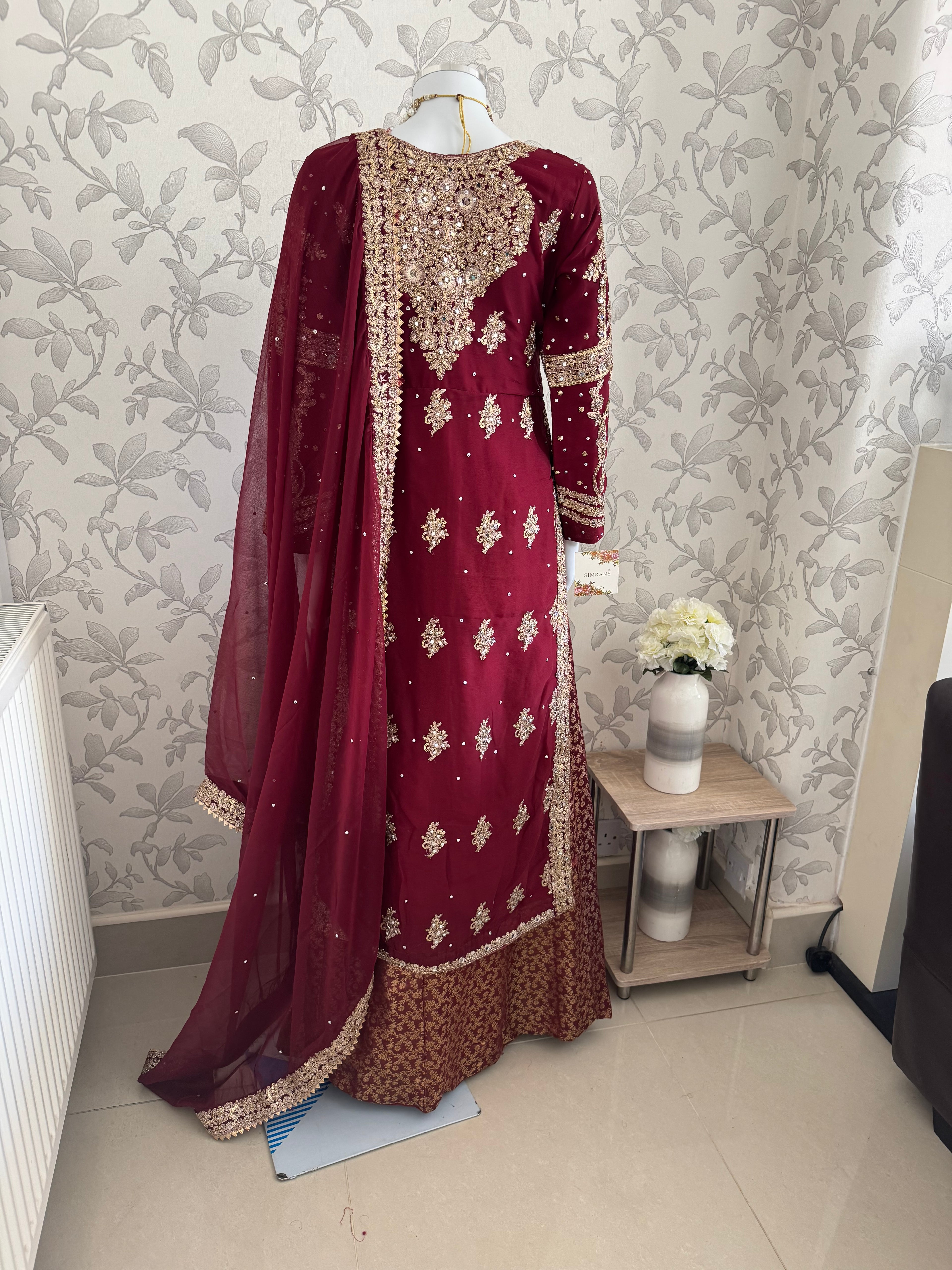 AFREEN - 3 piece embroidered Chiffon wedding Suit