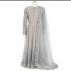 MASHAL- 3 pieces Embroidered Net Maxi Dress with embroidered organza Duppatta