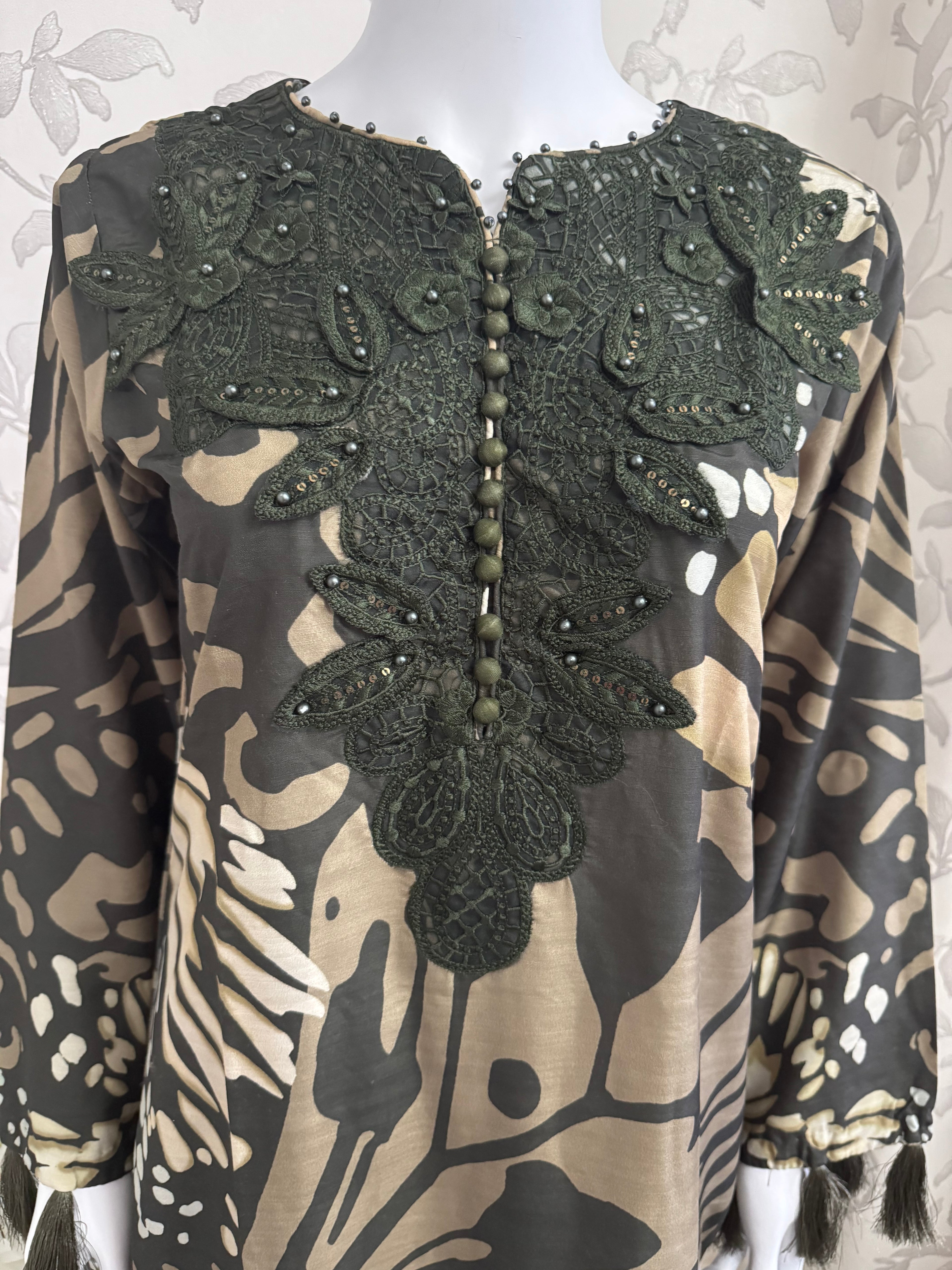 M Prints inspired Embroidered 3-Piece Suit | Pakistani Designer Dress