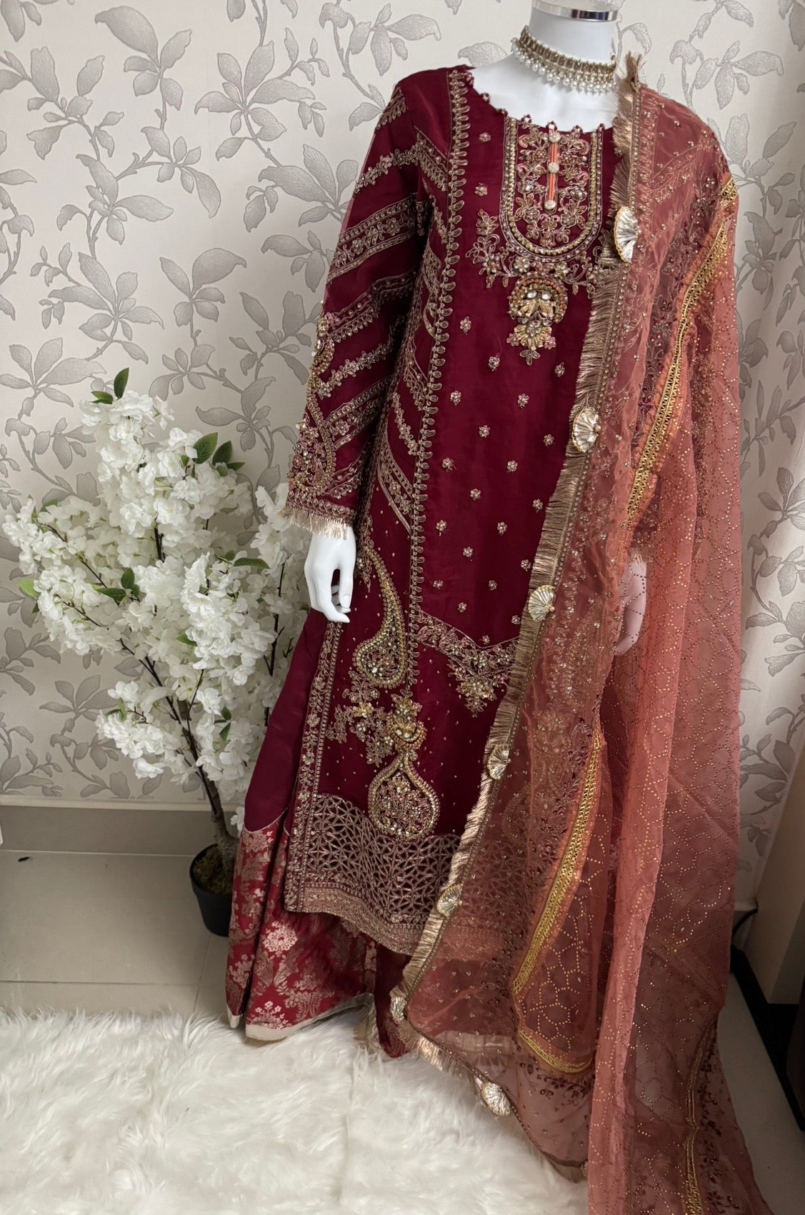 GULAAB- 3 pieces Heavy Embroidered Sharara Suit