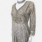 MASHAL- 3 pieces Embroidered Net Maxi Dress with embroidered organza Duppatta