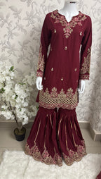 HIRA- 3 pieces Embroidered Gharara Suit