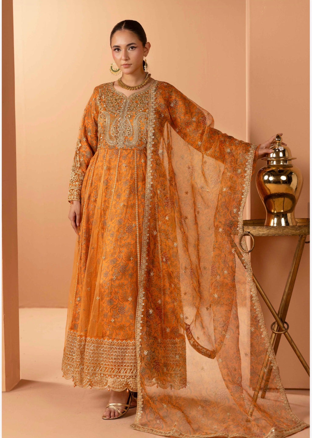 ANARKALI- 3 piece Embroidered suit