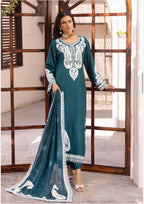ALMILA- 3 pieces Embroidered Dhanak Suit