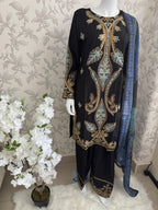 M Prints inspired Embroidered 3-Piece Suit | Pakistani Designer Dress