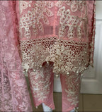 Rose Quartz-3 piece Luxury Embroidered khaadi Net Suit