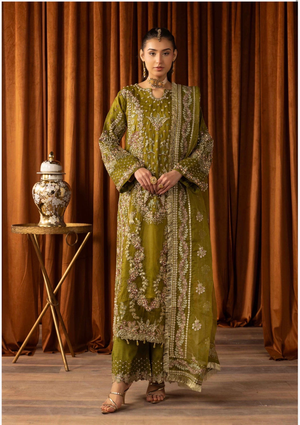SANGEET- 3 piece heavy Embroidered soft organza Suit