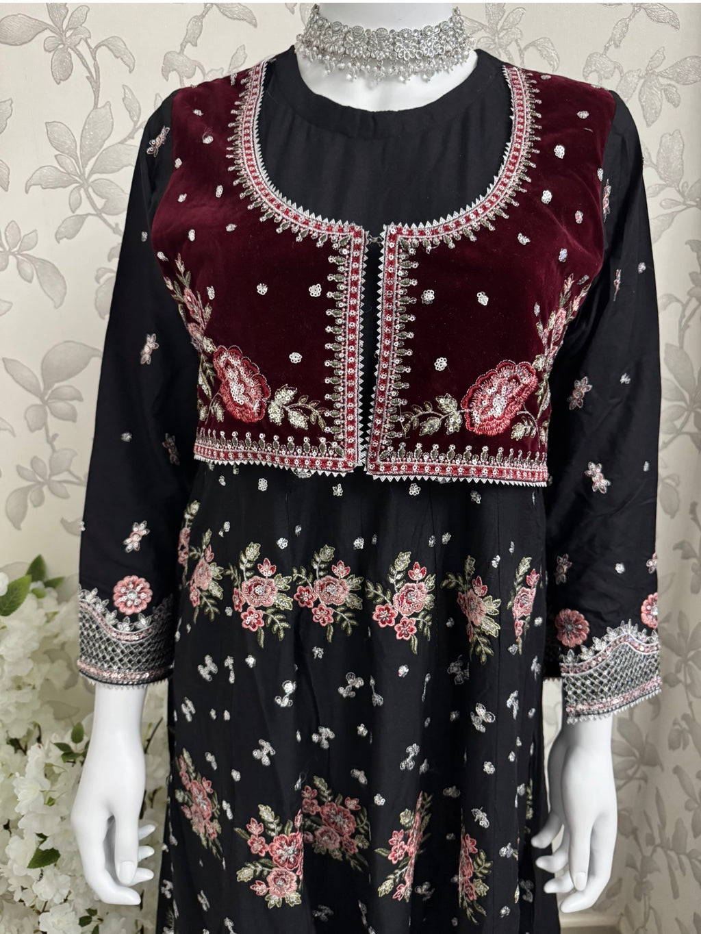 HUSN-E-EID  3 pieces Embroidered viscose Maxi dress
