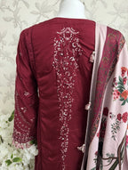 HUSN-E-EID  3 pieces Embroidered viscose suit