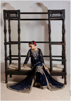 ALANI Navy Blue- 3 pieces Embroidered plazo sharara Suit