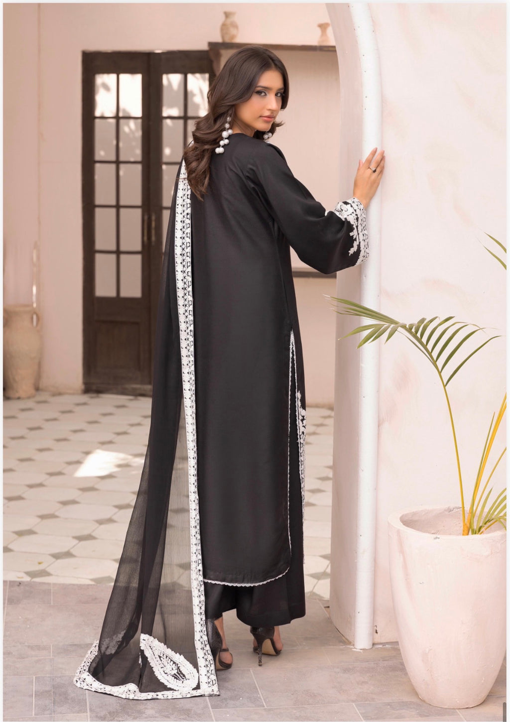 ALMILA- 3 pieces Embroidered Dhanak Suit