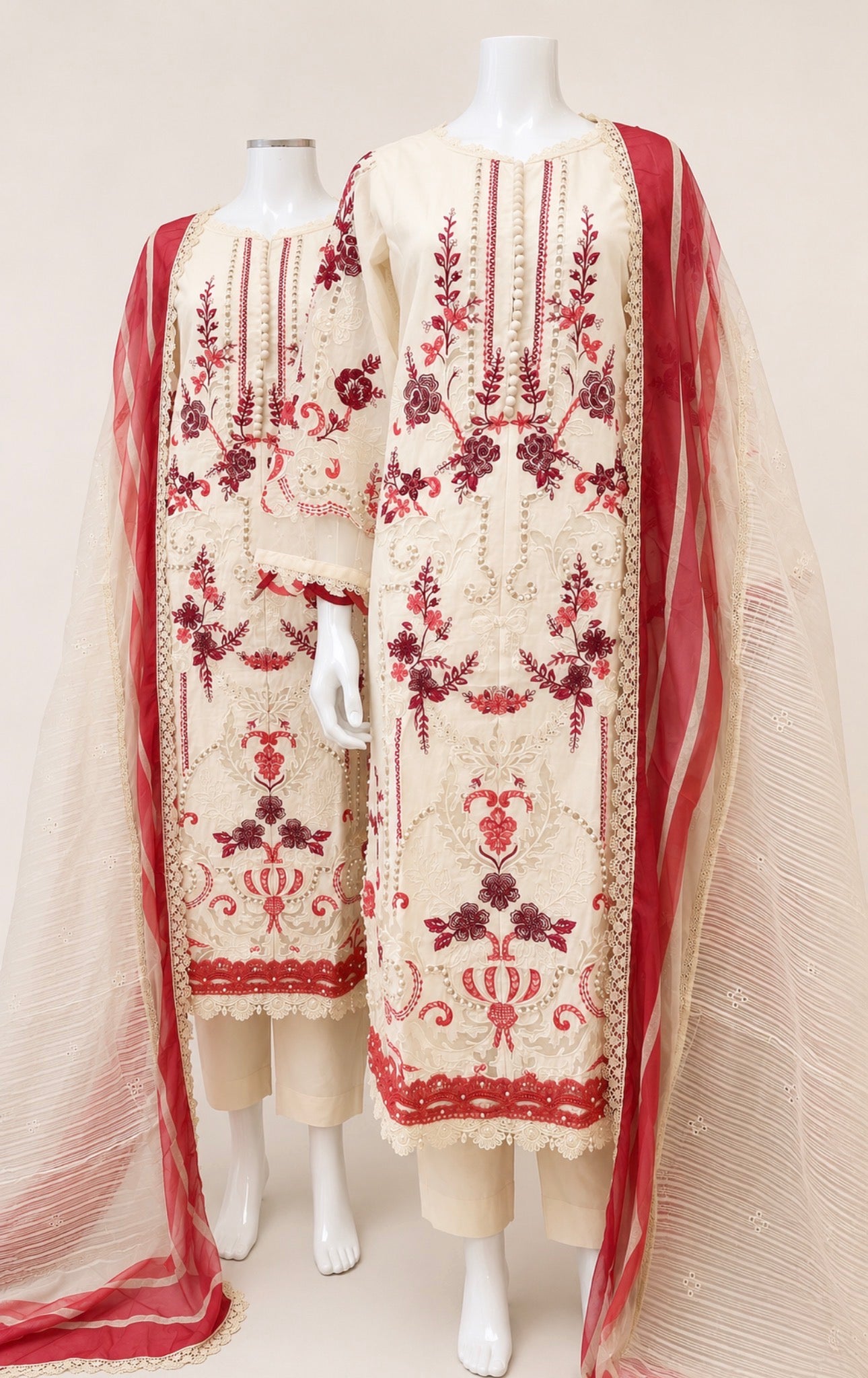 Rose Blossom-3 piece Luxury Embroidered Suit