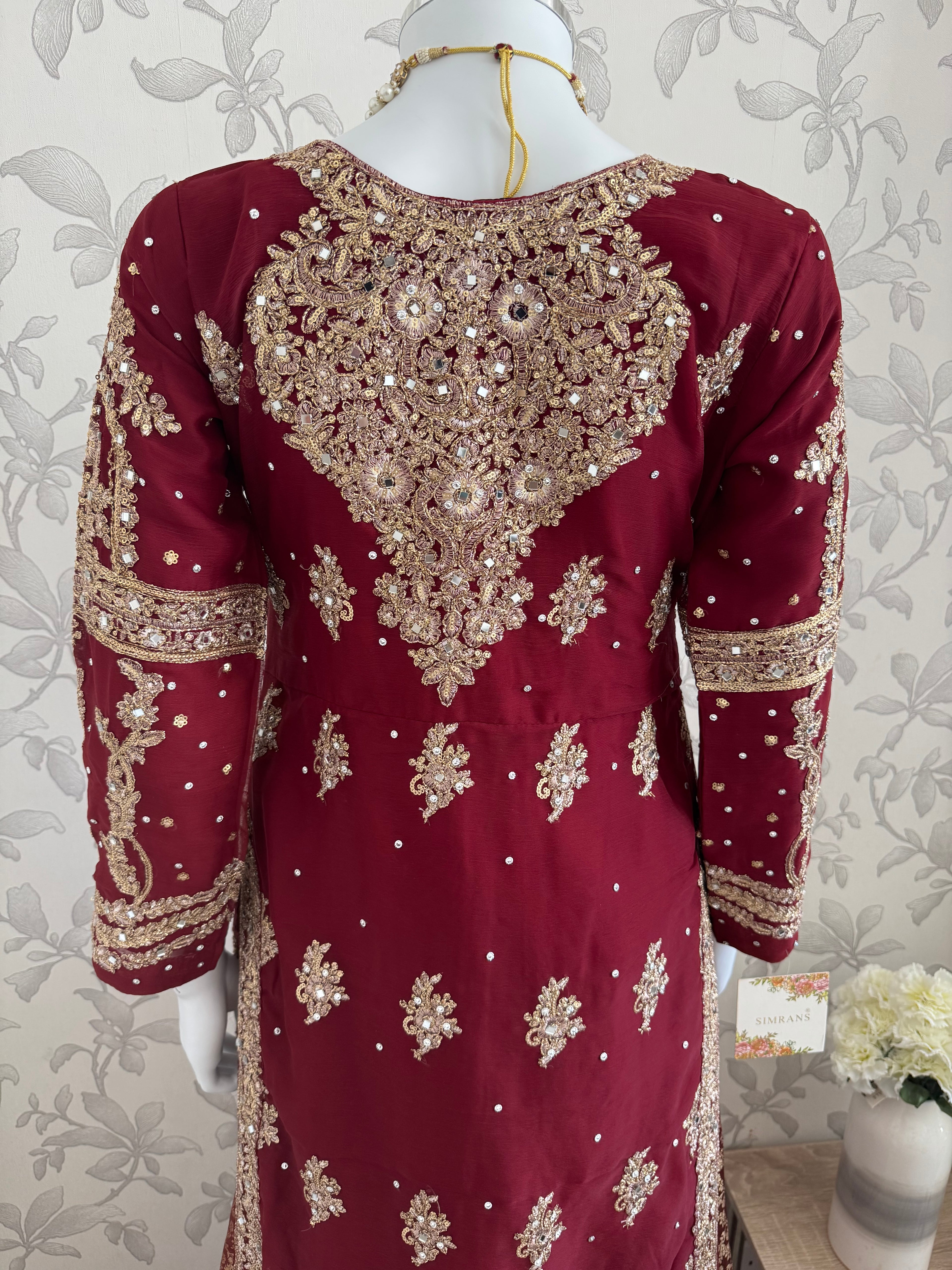 AFREEN - 3 piece embroidered Chiffon wedding Suit