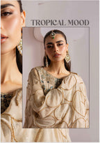 ALANI Champagne Beige- 3 piece Embroidered chiffon Peplum Suit