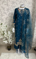 ETHNIC LUX- 3 Piece  embroidered viscose Suit