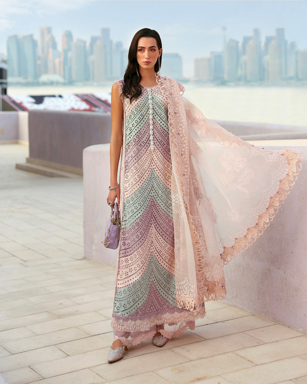 Pastel Bloom-3 piece Luxury chikankari Lawn Suit