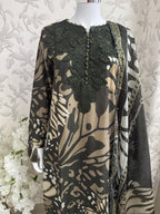 M Prints inspired Embroidered 3-Piece Suit | Pakistani Designer Dress
