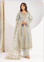 NUREH- 3 pieces heavy embroidered soft organza suit
