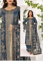 NUREH- 3 pieces heavy embroidered soft organza suit