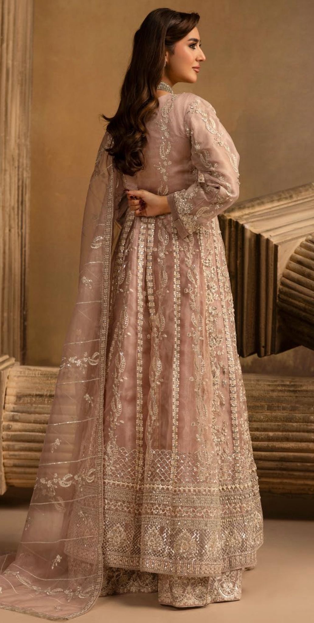 HERITAGE- 3 pieces heavy Embroidered soft organza Maxi dress