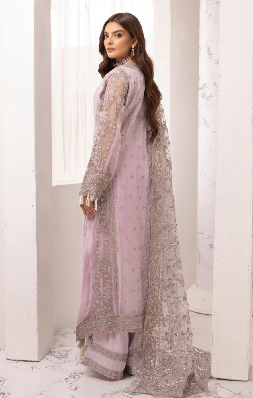NUREH- 3 pieces heavy embroidered soft organza suit