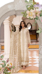 NUREH- 3 pieces heavy embroidered soft organza suit