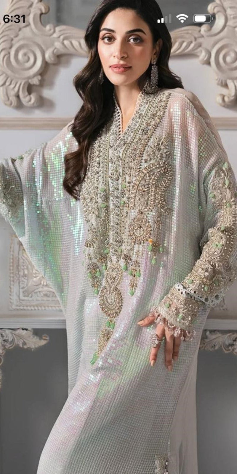 3 pieces Luxury embroidered chiffon kaftaan dress