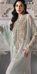 3 pieces Luxury embroidered chiffon kaftaan dress