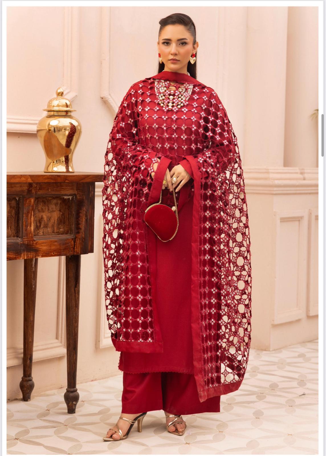 IONA- 3 pieces DHANAK fabric suit with Laser cut Duppatta