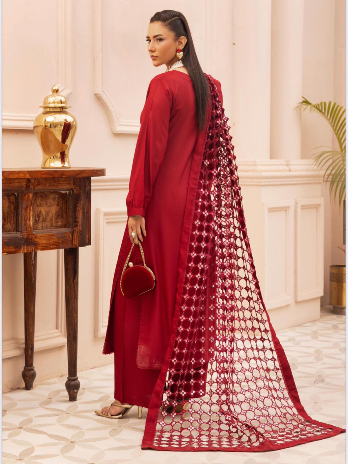 IONA- 3 pieces DHANAK fabric suit with Laser cut Duppatta