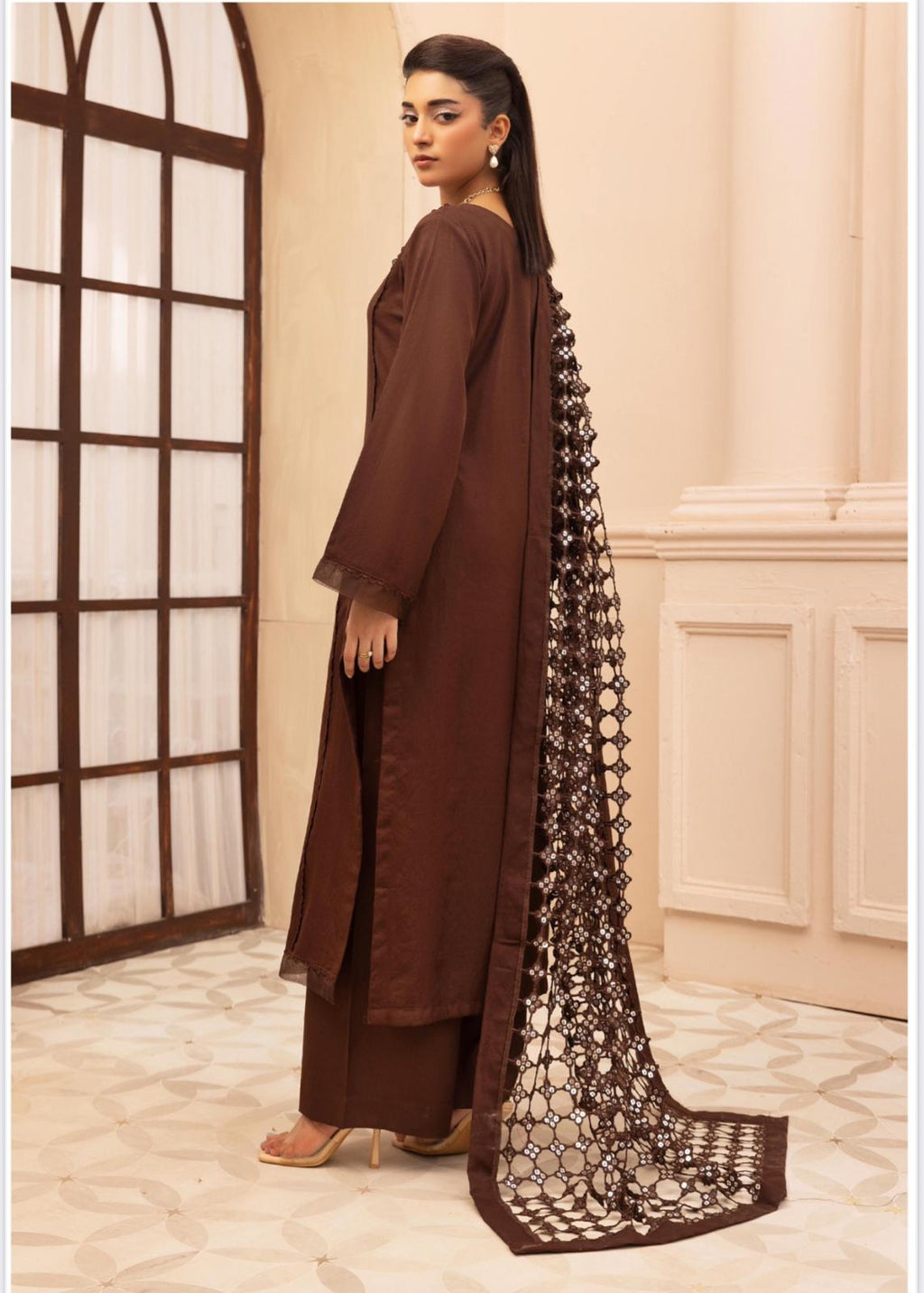 IONA- 3 pieces DHANAK fabric suit with Laser cut Duppatta