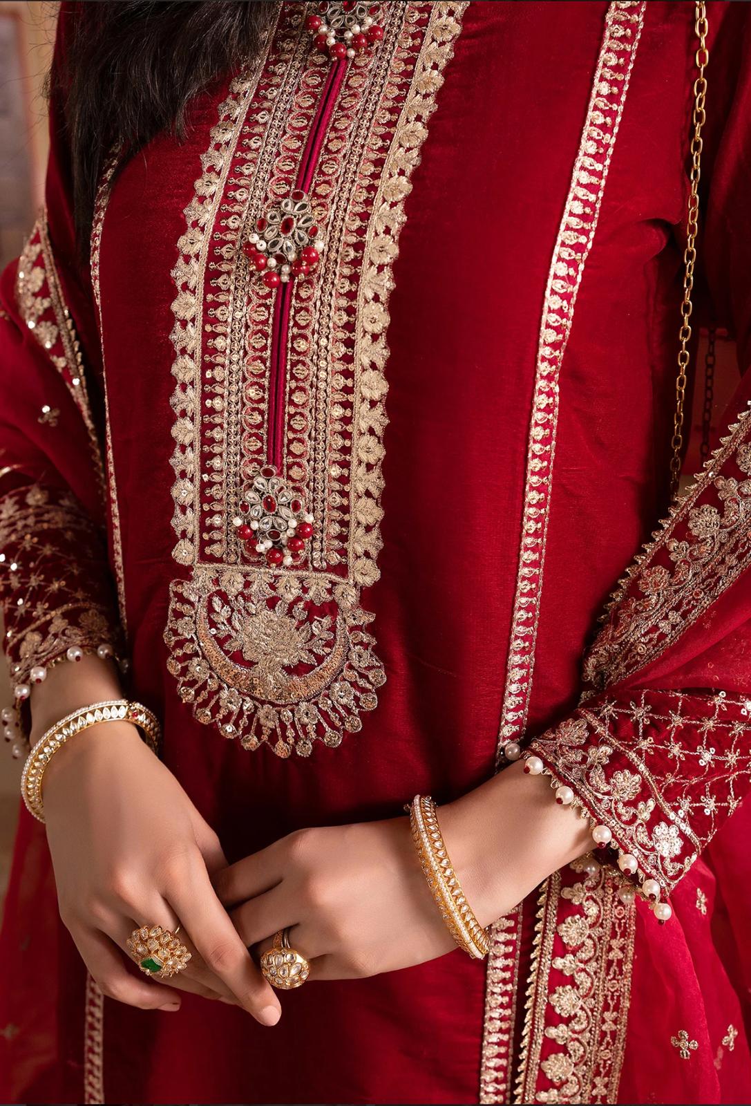 ROSE- 3 pieces Embroidered Velvet Collection