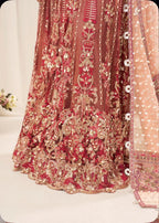 ZARKASH-3 pieces Embroidered Net Maxi Dress