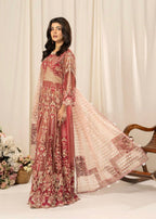 ZARKASH-3 pieces Embroidered Net Maxi Dress
