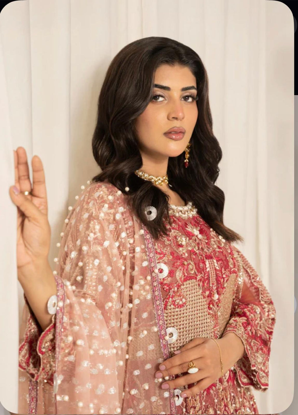 ZARKASH-3 pieces Embroidered Net Maxi Dress