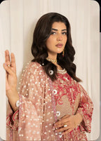 ZARKASH-3 pieces Embroidered Net Maxi Dress