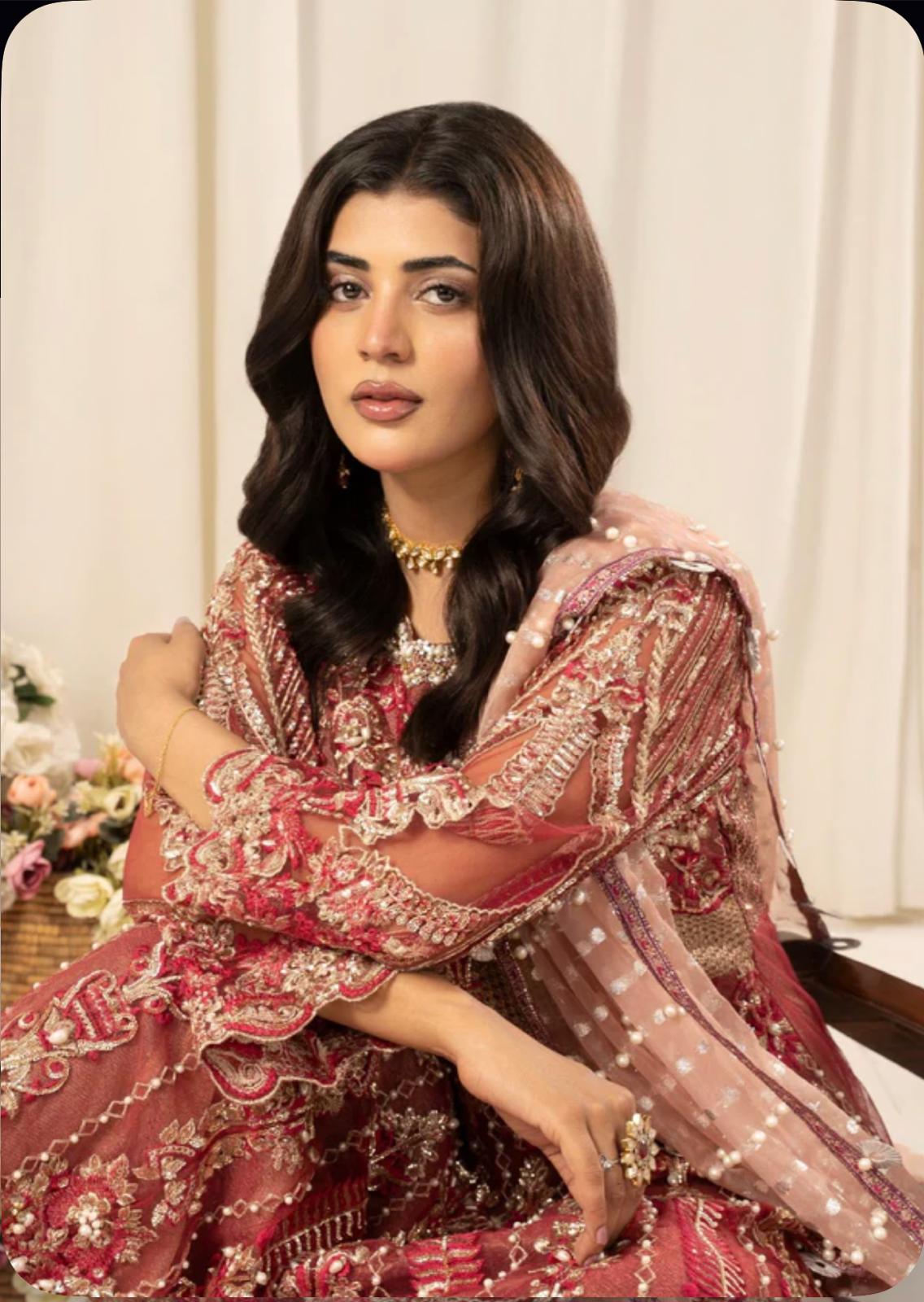 ZARKASH-3 pieces Embroidered Net Maxi Dress