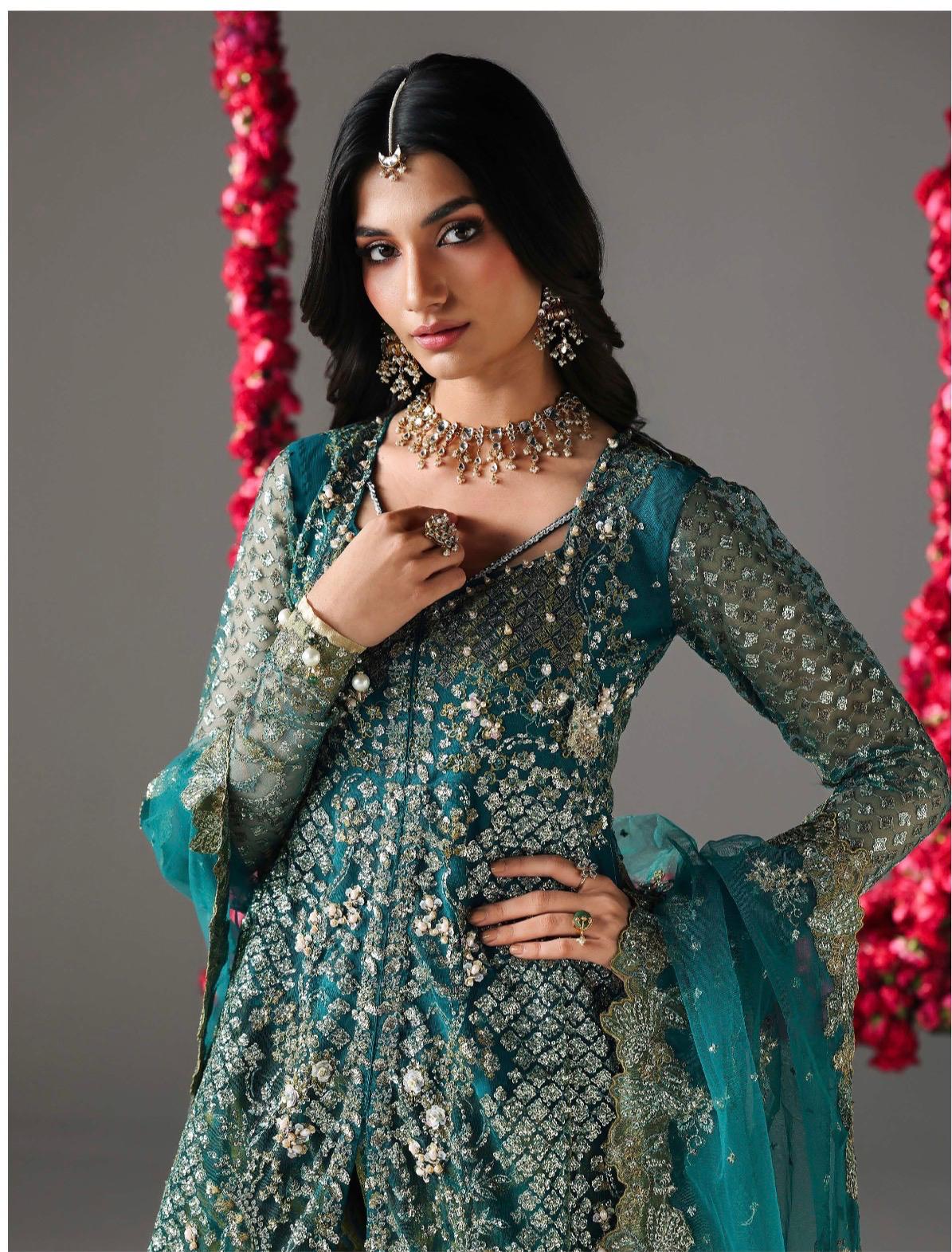 HIBA- 3 pieces Luxury Embroidered Maxi Dress