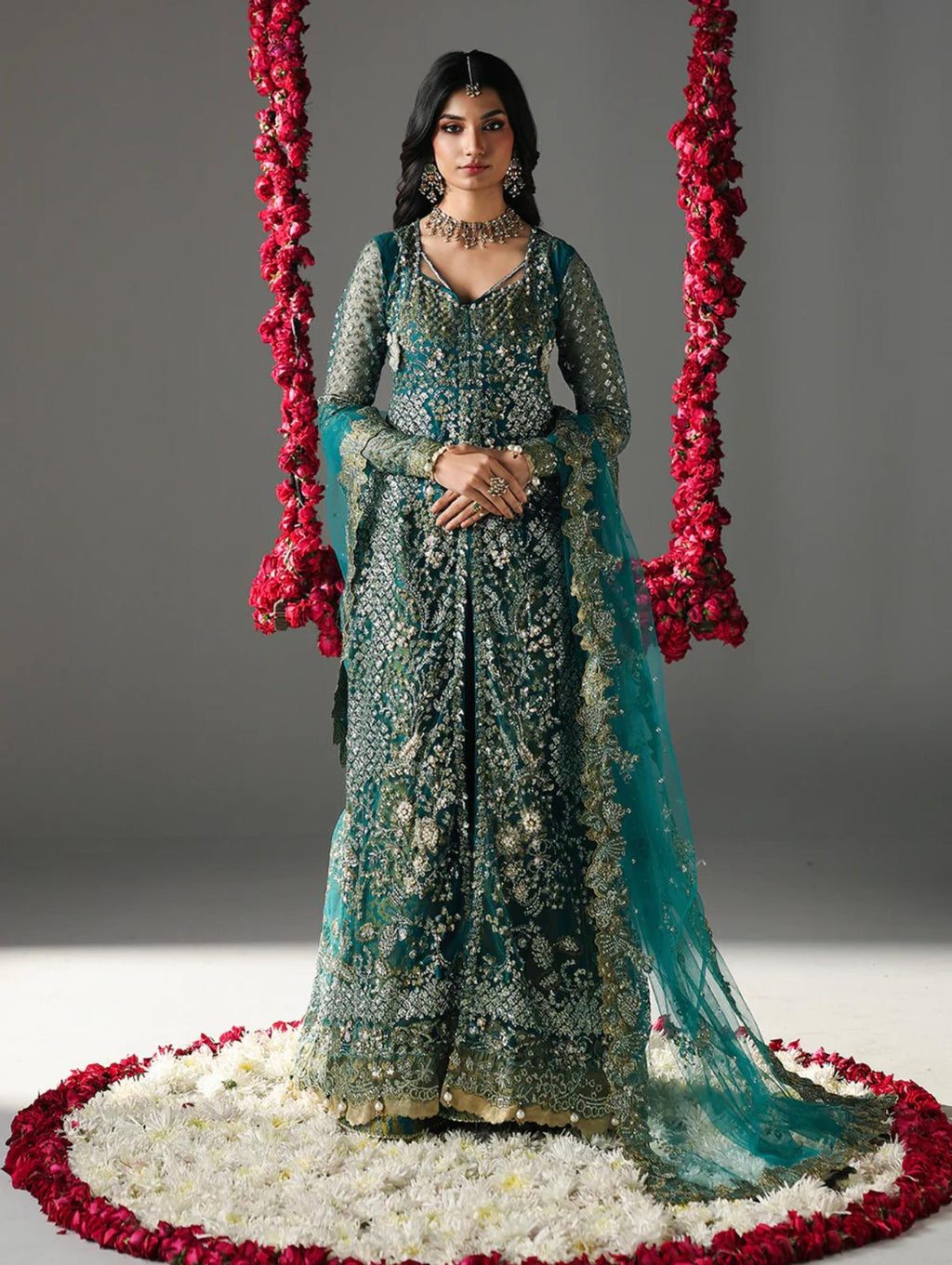 HIBA- 3 pieces Luxury Embroidered Maxi Dress