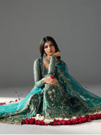 HIBA- 3 pieces Luxury Embroidered Maxi Dress