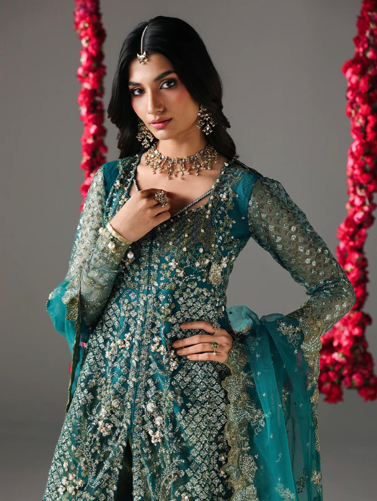 HIBA- 3 pieces Luxury Embroidered Maxi Dress