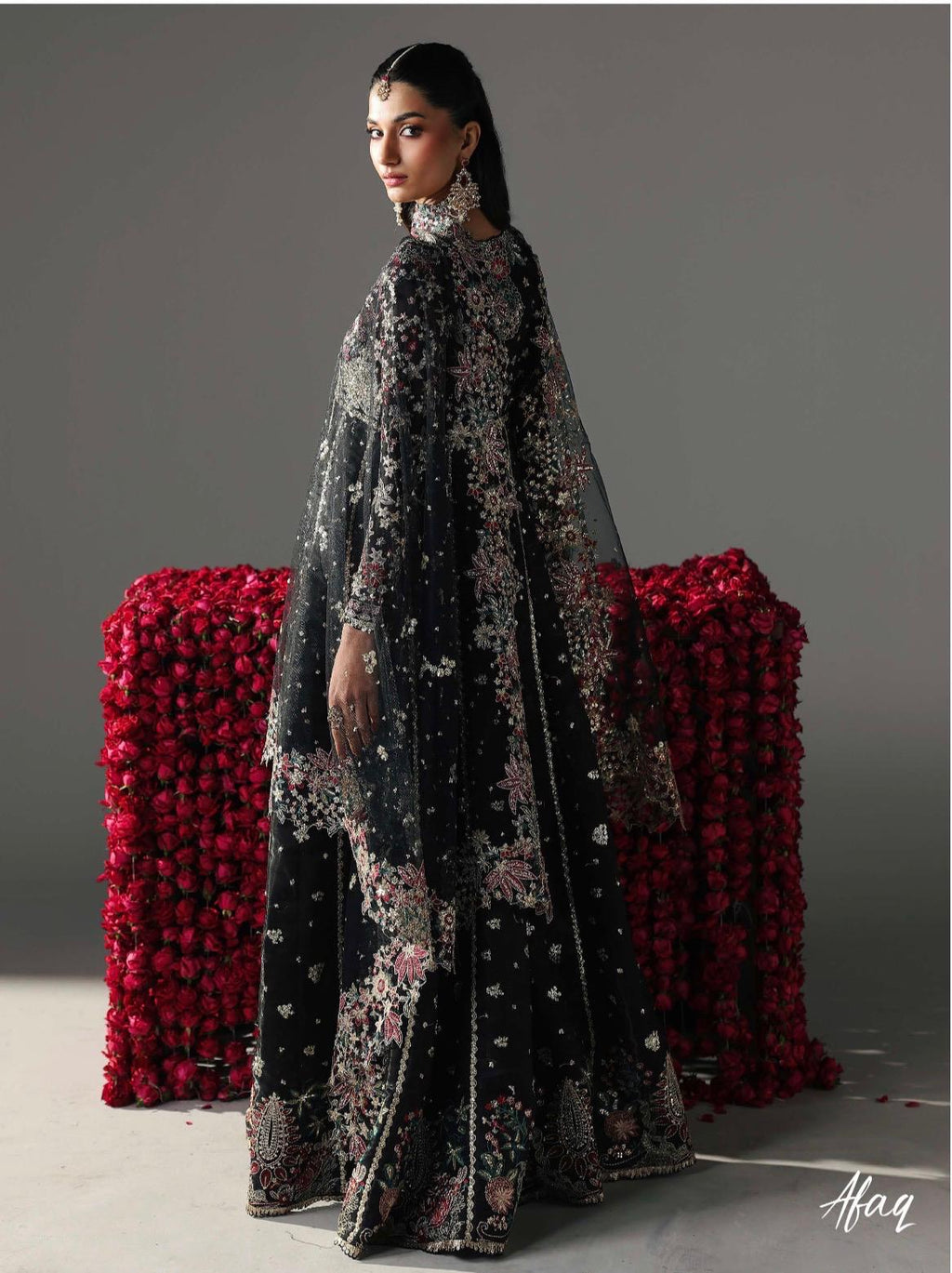 FIZZA-3 pieces Luxury Embroidered Silk maxi dress