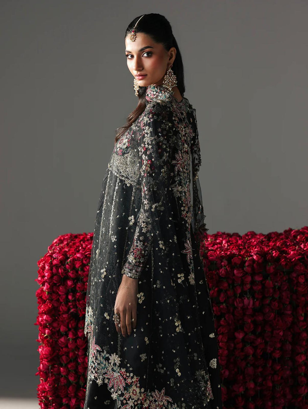 FIZZA-3 pieces Luxury Embroidered Silk maxi dress